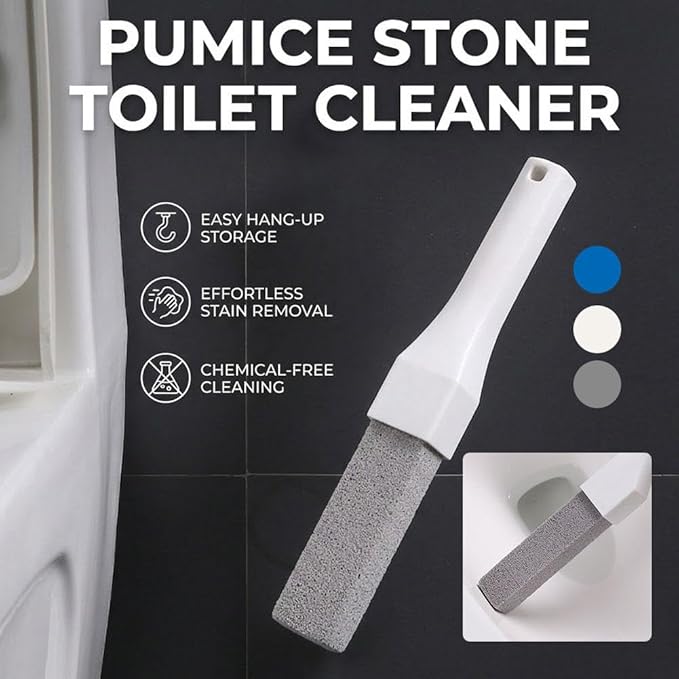 Pumice Stone Toilet Bowl Cleaner with Long Handle, Replaceable Cleaning Stone, Hard Water Stain Remover for Toilets, Bathtubs, Grills, Pools, Sinks, Household Cleaning Tool