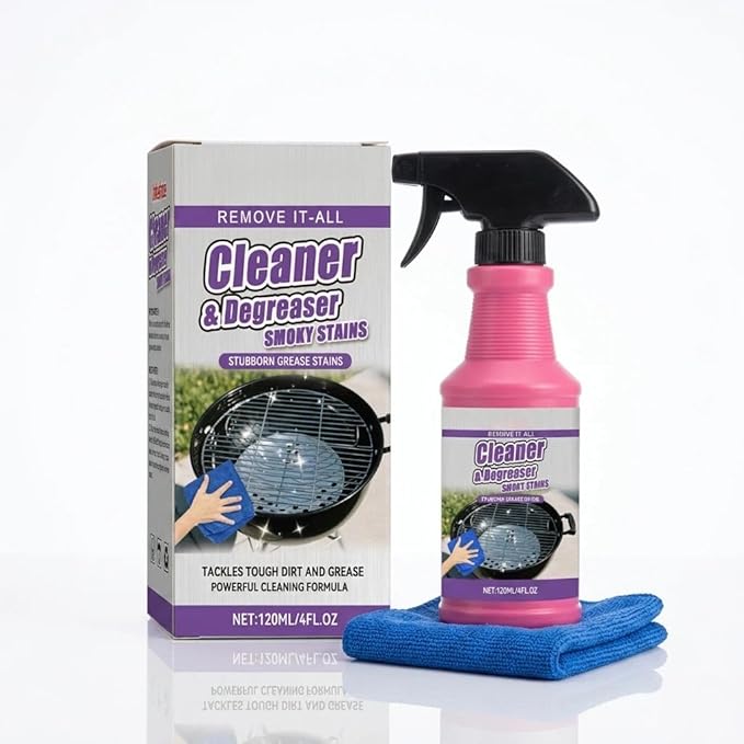Outdoor Grill Cleaner Spray - Heavy Duty Grease & Burnt Food Remover for BBQ Grills, Stove Tops & Drip Pans