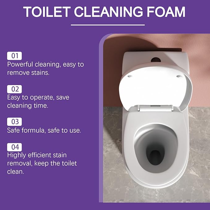 Ultra Foaming Toilet Cleaner Powder Pouches Self-Activating Cleaning Foam Easy Deep Clean for Home & Bathroom ﻿