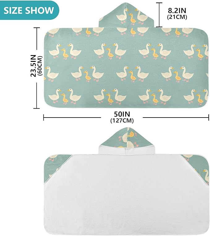 susiyo Kids Hooded Bath Towel Cute Goose Beach Towel for Kids 23.5 x 50 Inch Microfiber Soft Absorbent Quick Dry Bath Swim Pool Towel Wrap Poncho Bathrobe with Hood for Kids Toddler