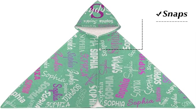 Custom Name Kids Hooded Bath Towel, Soft Towel Wrap - Warm Swim Cover Up - 50" x 24" Soft Terry Poncho Towel as Pool Swim Cover Ups for Girls Boys, Mint Green Color