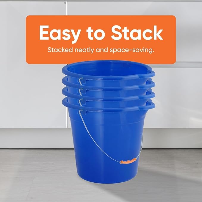 Mop Bucket 2.5 Gallon Bucket for Cleaning - Plastic Car Wash Bucket with Grip Handle - Royal Blue Small Durable Plastic Pail for Fishing, Mopping, Cleaning Camping -10 Liter