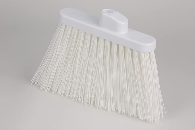 SPARTA 41083EC02 Plastic Color Coded Broom, Unflagged Bristles, Long Broom With Angled Head For Small Debris Cleaning, 56 Inches, White, (Pack of 12)