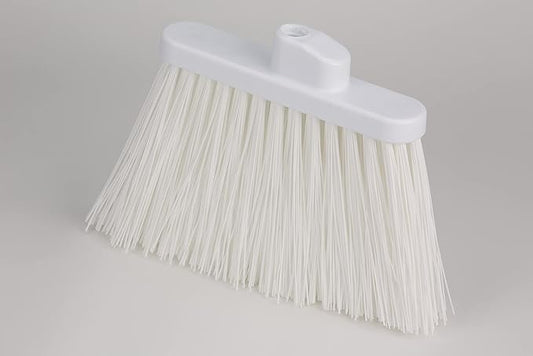 SPARTA 41083EC02 Plastic Color Coded Broom, Unflagged Bristles, Long Broom With Angled Head For Small Debris Cleaning, 56 Inches, White, (Pack of 12)