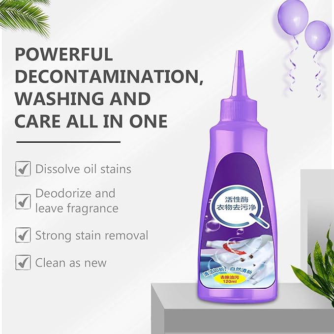 Active Enzyme Laundry Stain Remover for Clothes,Fast Laundry Stain Remover,Active Enzyme Clothing Stain Remover,White Shirt Guardian,Garment Stubborn Stain Cleaner Oil Remover (120ml,3PCS)