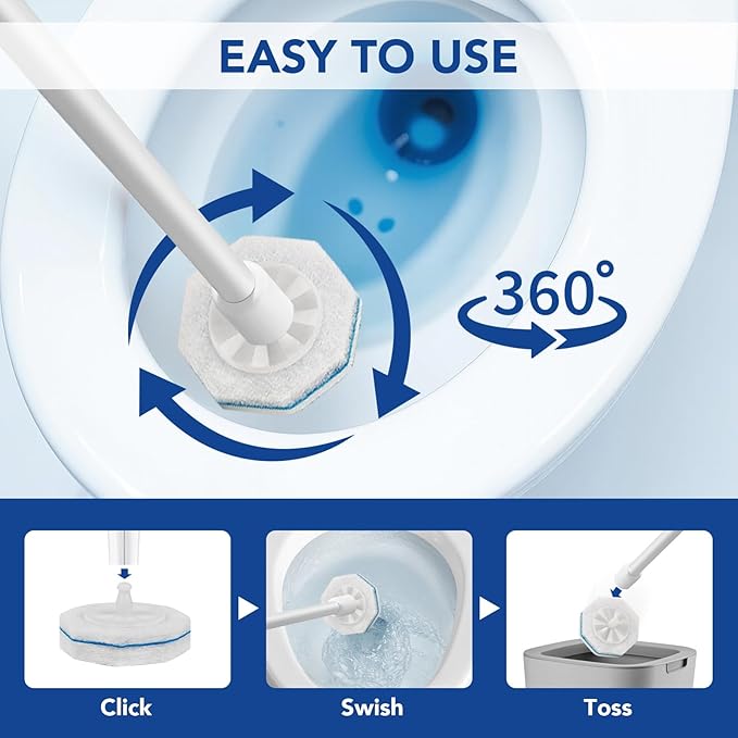50 Count Disposable Toilet Wand Refills for Clorox, Compatible with Clorox Toilet Wand for Bathroom Cleaning