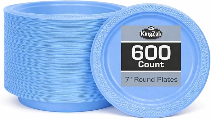 Hanna K. Signature Clear Plastic Plates 7 Inch - 600 count - Plastic Solid Round Party Plates For Weddings, BBQs, Birthday Plates - Disposable Clear Plates - Plastic Dessert Plates