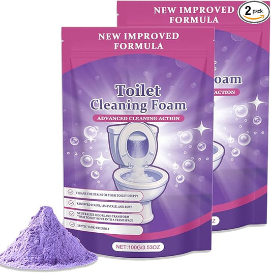 Foaming Toilet Bowl Cleaner Powder - Self-Activating Powerful Foam Toilets Bowls Cleaner Deep Cleaning Removes Stains & Limescale (100g / 3.53oz, 2 Pack)
