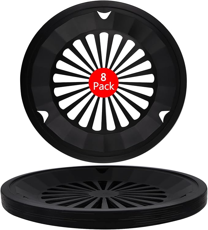 EBIGIC Paper Plate Holders with Snap-In Grooves 10.5 Inch Plastic Paper Plate Holders Reusable Black Heavy Duty supports for Picnic Party Dinner 8 Packs
