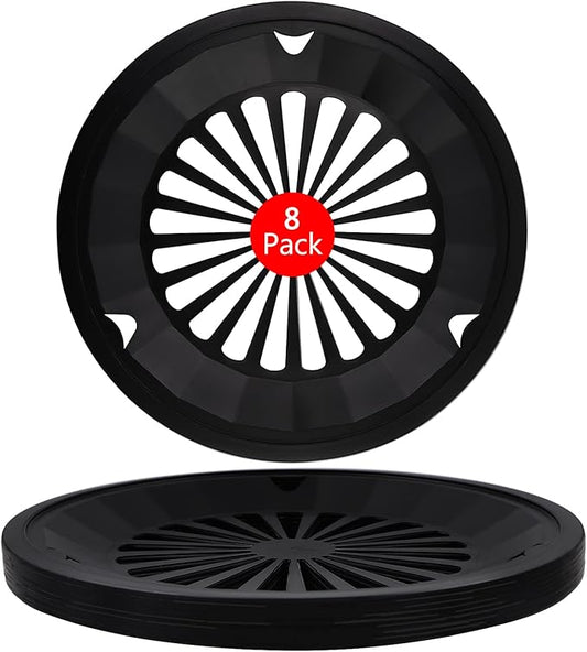 EBIGIC Paper Plate Holders with Snap-In Grooves 10.5 Inch Plastic Paper Plate Holders Reusable Black Heavy Duty supports for Picnic Party Dinner 8 Packs
