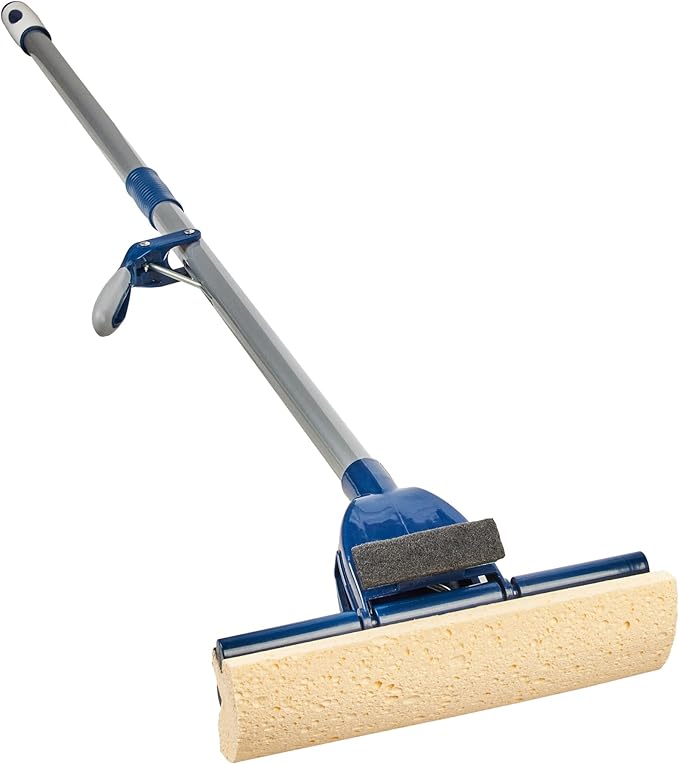 Restaurantware-Clean Tek Professional Self Wringing Mop, 1 Absorbent Sponge Mop - 48 Inch Handle, Secure Attachment, Blue Cellulose Sponge, For Floor Cleaning Bathrooms, Kitchens, And More