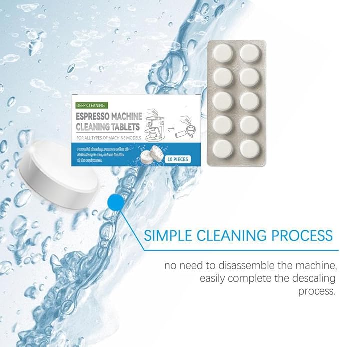 Professional Espresso Machine Cleaning Tablets, Deep Cleaning Descaler for Coffee Makers and Espresso Machines, 10 Count Descaling Tablets