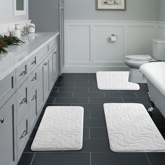 Bath Rugs Bathroom Mat Soft Absorbent Plush Shaggy Soft Floor Non Slip Shower Bath Tub Machine Washable