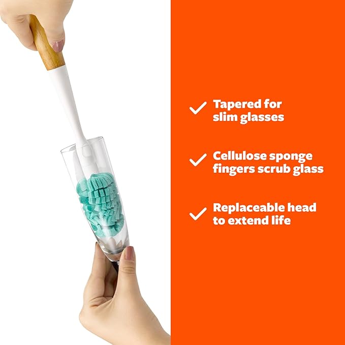 Full Circle Magic Wand Replacement Head - Sponge Head for Washing Glasses – Non Scratch Glass Safe Scrubber Sponge (Pack of 2)