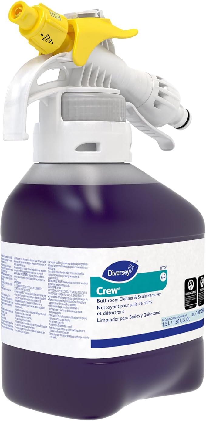 CREW Diversey 101106666 Bathroom Cleaner & Scale Remover, Professional Strength Liquid Concentrate, Ready-to-Dispense RTD, Fresh Scent, 1.5-Liter (Pack of 2)