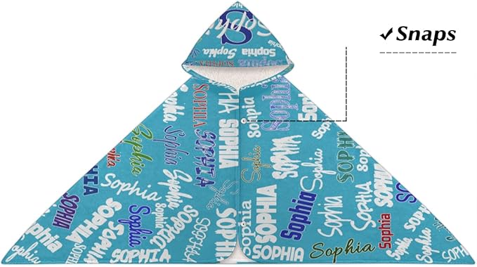 Custom Name Kids Hooded Bath Beach Towel Girls Boys, Swim Pool Cover Up Absorbent 50in x 24in, One Size, Wrap Bath Towels Beach Poncho, Sky Blue Solid Color