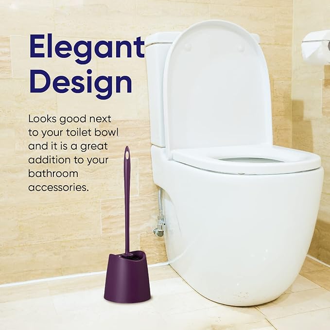 Toilet Brush Cleaner and Holder Purple Toilet Bowl Cleaner Brush with Scrubbing Wand, Brush and Storage Caddy for Easy Bathroom Cleaning