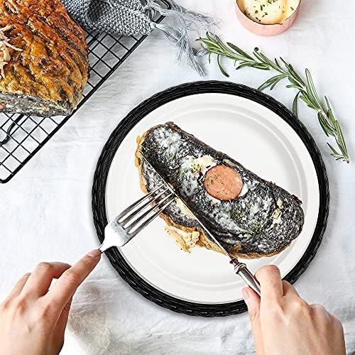 EBIGIC Paper Plate Holders, 9/10 Inch paper plate holders reusable Black Plastic Heavy Duty supports for Picnic Party Dinner 4 Packs