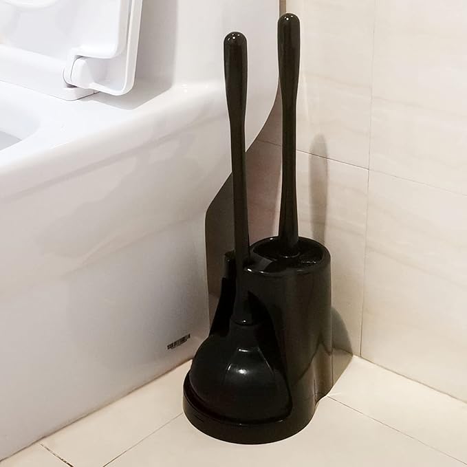 Casaphoria Toilet Plunger and Bowl Brush Combo for Bathroom Cleaning,Bathroom Accessories, Dark Black