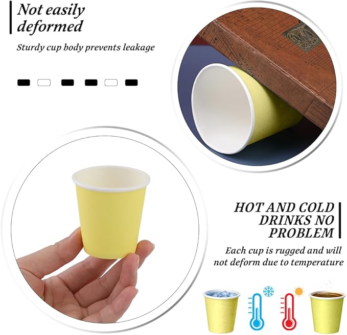 150 Pack 3oz Yellow Paper Cups,Mouthwash Cups, Disposable Bathroom Cups,Small Paper Cups 3oz Ideal for Bathroom,Supermarket,Birthday Party,Picnic and BBQ