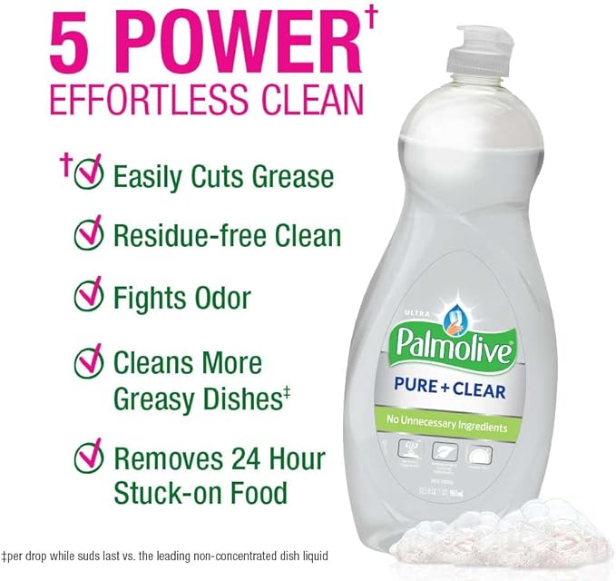 Palmolive Ultra Liquid Dish Soap, Pure and Clear, 4 Count