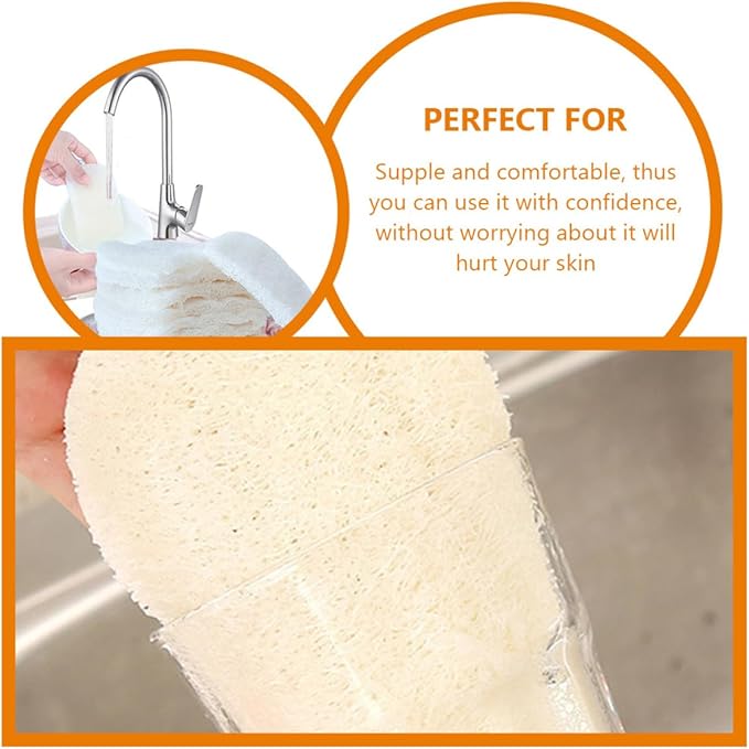 Natural Loofah Dishwashing Sponge 3pcs Set with Hanging Rope, Multipurpose Kitchen Cleaning Scouring Pads for Non-Scratch Dish and Pot Scrubbing, Eco-Friendly Household Supplies