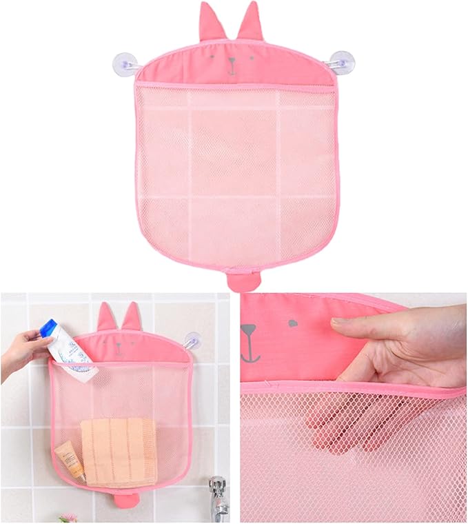 Child Bath Toy Storage Bag Net Suction Baskets Kids Bathroom Mesh Bag + 2 Suction Cups Bathtub Toy Holder