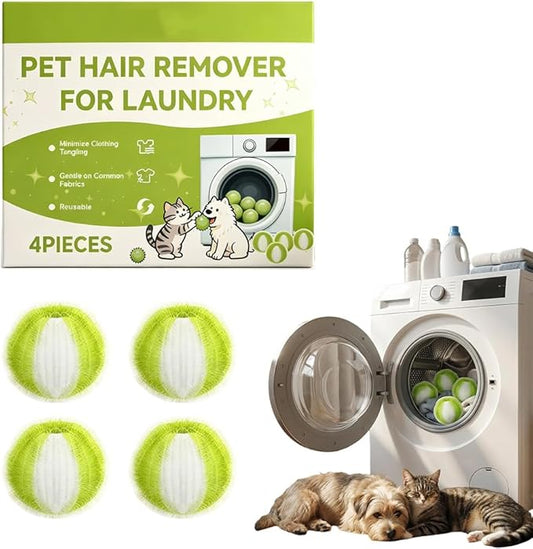 Pet Hair Remover for Laundry, 2026 Reusable Dog & Cat Hair Remover, Efficient Debris, Hair Cleaner, Pet Hair Catcher for Clothes, Bedding, Washing Machine Hair Catcher (Green 4pcs)