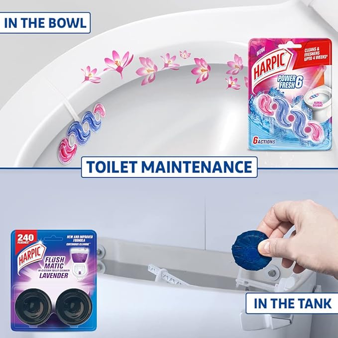 Harpic 100 gm - Lavender, Flushmatic In-Cistern Toilet Cleaner Blocks | Toilet Flush Cleaner Balls
