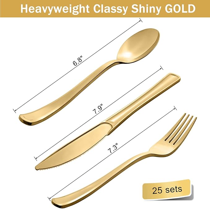 HOMIX Pink and Gold Party Supplies, Disposable 175Pcs Gold Dots on Pink Paper Plates Cups and Napkins, Gold Plastic Knives Spoons Forks for Baby Shower Wedding Party Bridal Shower Serves 25
