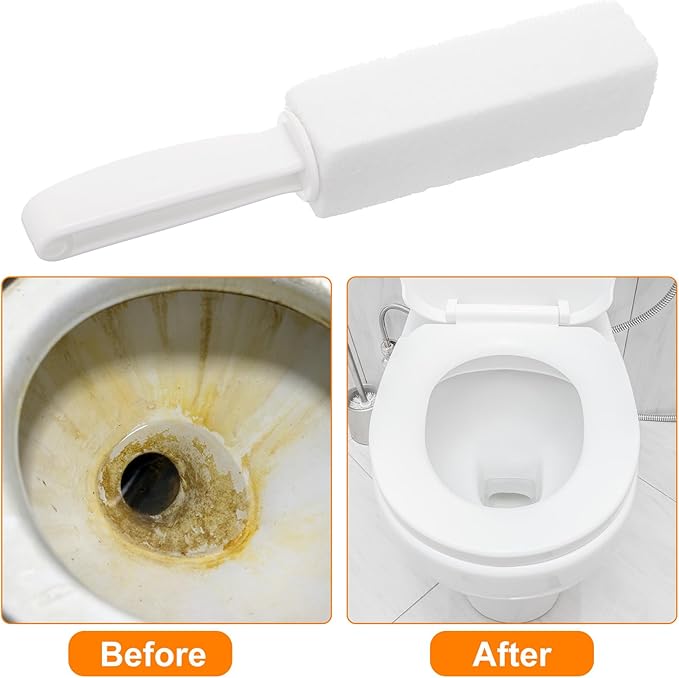 HARFINGTON 4pcs Pumice Stone Toilet Bowl Cleaner with Handle for Hard Water Marks Cleaning on Toilets, Grills, Tiles, Grout, Sinks, Bathtubs, Pools, White,Dark Gray