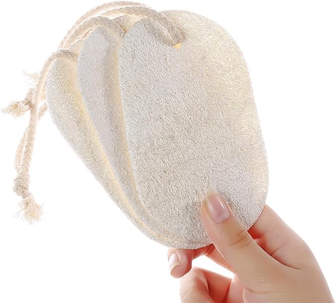 Natural Loofah Dishwashing Sponge 3pcs Set with Hanging Rope, Multipurpose Kitchen Cleaning Scouring Pads for Non-Scratch Dish and Pot Scrubbing, Eco-Friendly Household Supplies
