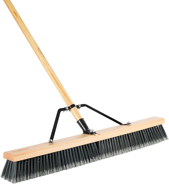 Restaurantware-BROOM HEAD ONLY: Clean Tek Professional 30-Inch Broom Head, 1 Heavy-Duty Push Cleaning Tool - Handle And Brace Sold Separately, Medium Plastic Bristles, Wooden, Commercial Use