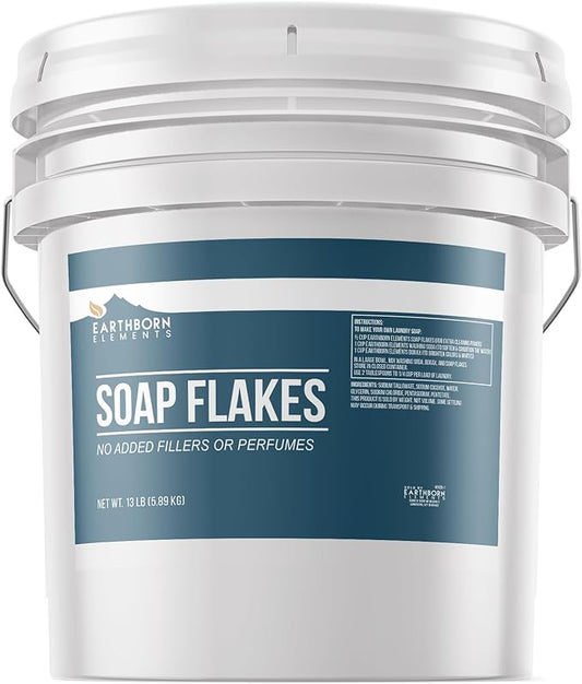 Earthborn Elements Soap Flakes 3.5 Gallon Bucket, Homemade Laundry Detergent, Tallow-Based, Unscented