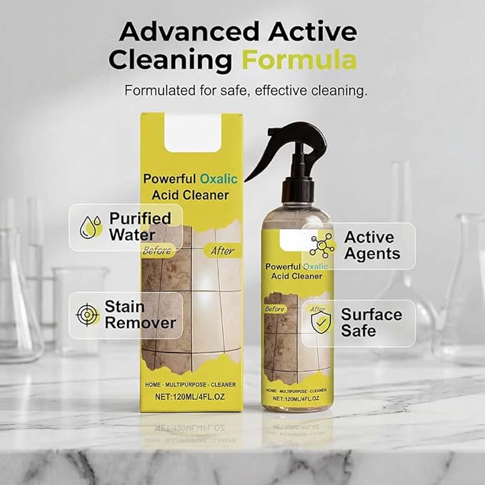 Powerful Oxalic Acid Cleaner, 2026 New Oxalic Acid Cleaner for Bathroom,120ml, Spray Bottle, Suitable for Cleaning Bathrooms, Toilets, and Floors (3PCS)