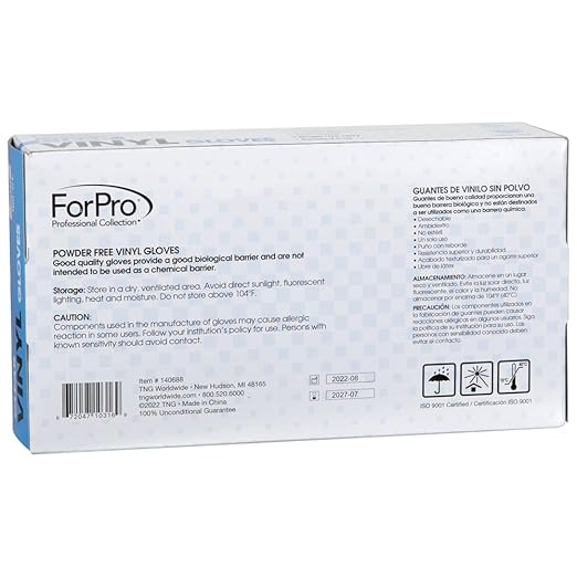 ForPro Professional Collection Disposable Vinyl Gloves, Clear, Industrial Grade, Powder-Free, Latex-Free, Non-Sterile, Food Safe, 2.75 Mil. Palm, 3.9 Mil. Fingers, Small, 100-Count (Pack of 2)