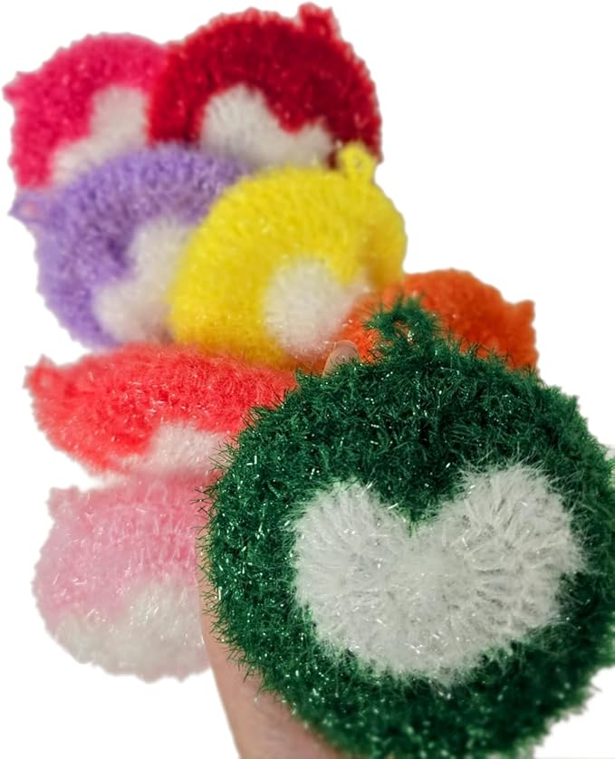 100% Handmade Crochet Heart Round Design Dish Scrubber Scrubbies 3 Set