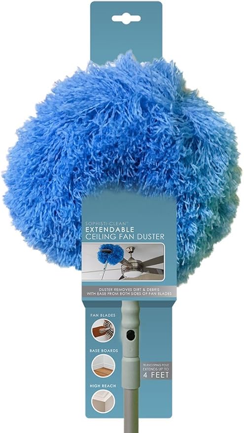 Sophisticlean Extendable Ceiling Fan Duster, Telescoping Pole, Fan Blade Cleaner