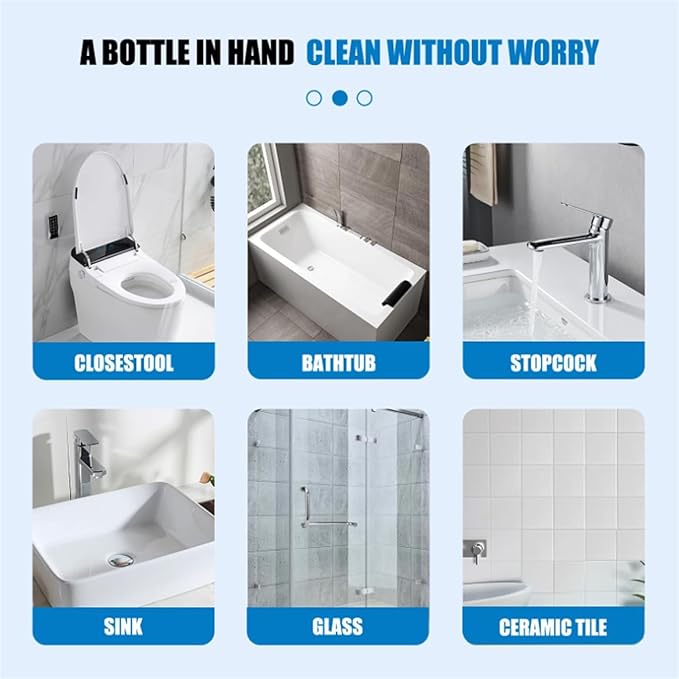 Bathroom Descaler Foam Cleaner, Stubborn Stains Cleaner Descaler Spray, for Bathtub, Toilet, Glass, Faucet, Sink, Powerful Stain & Limescale Remover, Fresh Scent (3PCS)