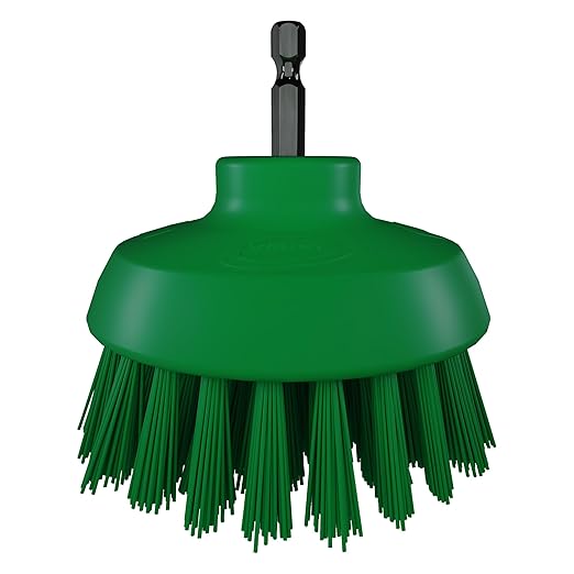 Vikan 8700 HyDrive Round Brush Ø90mm Very Hard Drill Cleaning Food Grade (Green)