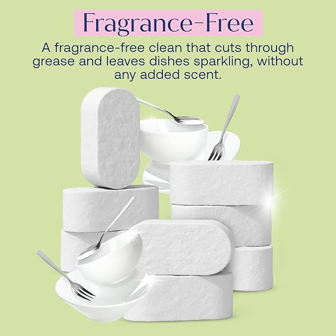 Fab Tab 100% Plastic-Free Dishwasher Detergent Tablets, Clean Ingredients, Fragrance Free, No Residue, Powerful Enzyme-Based Dishwasher Pods, 60 Count.