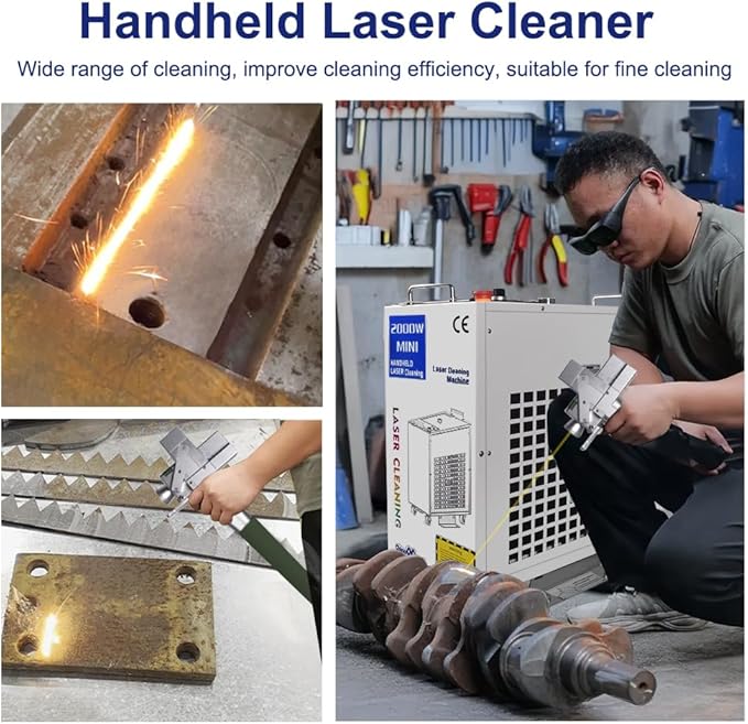 US STOCK Laser Cleaning Machine 1500W/2000W Single Pendulum Rust Removal Cleaning Oil Paint for Metal Cleaning Width 300MM Rust Removing Machine Laser Cleaner Machine 220V (1500W)