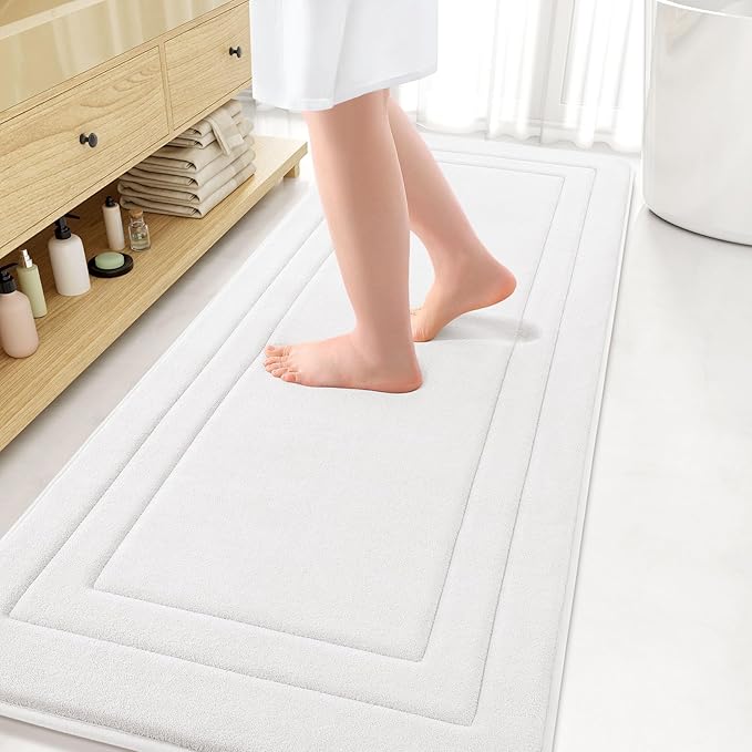 Arotive Memory Foam Bathroom Rug Mat 70x24, Ultra Soft and Absorbent Bath Mat, Machine Wash Dry, Comfortable Bath Rug Carpet for Bathroom Floor, Tub and Shower, Ivory