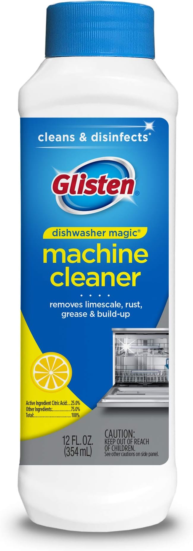 Summit Brands DM03N-SS Glisten Dishwasher Magic Machine Cleaner and Disinfectant, 12 Fl Oz Bottle, 2-Pack , White