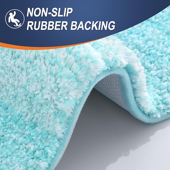 OLANLY Large Bathroom Rugs Mat 45x27, Extra Soft Absorbent Microfiber Bath Rugs, Rubber Backing, Quick Dry, Machine Washable Bath Mats for Bathroom Floor, Tub and Shower, Home Decor Accessories, Teal