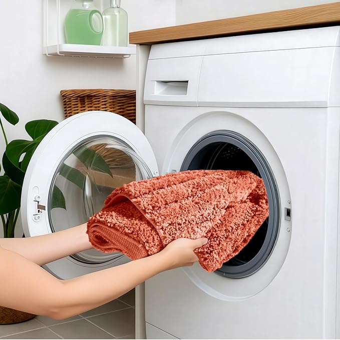 Bath Rugs Set 3 Pieces Bathroom Mat Soft Absorbent Plush Shaggy Soft Floor Non Slip Shower Bath Tub Machine Washable (Spice-Leaf, 20"x32"/20"x20"/17"x24")