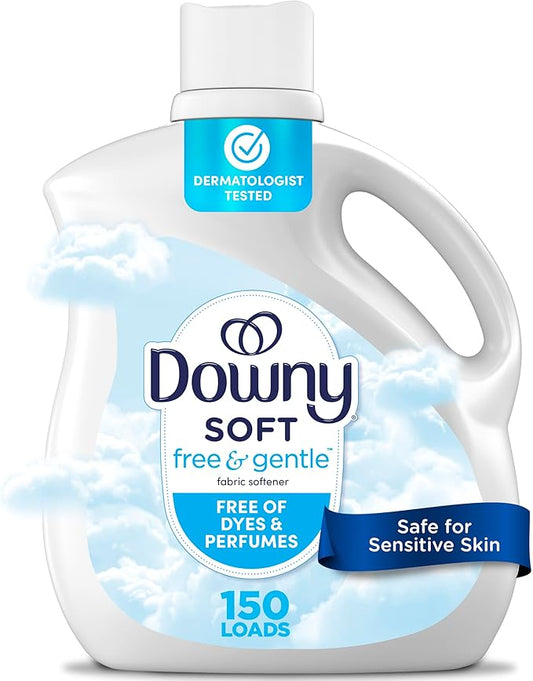 Downy Free & Gentle Liquid Fabric Softener, 111 fl oz, 150 Loads, Hypoallergenic, Sensitive Skin Friendly Fabric Conditioner Liquid