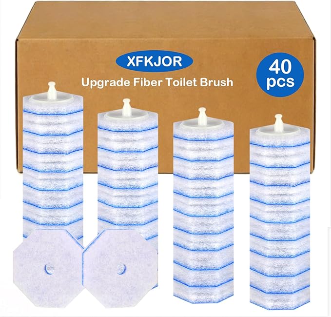 40 Count Toilet Wand Refills for Clorox Toilet Wand - Upgrade Fiber Toilet Brush, Toilet Scrubber Refill with 5X Cleaning Power, Disposable Toilet Brush Heads for Bathroom Cleaning, No Falling Apart