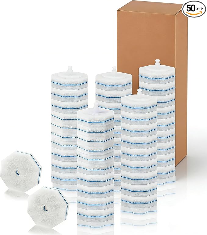 50PCS Toilet Bowl Cleaner Refills, Disposable Wand Refills Compatible with Most Systems, Scrubber Refill Heads for Bathroom Cleaning
