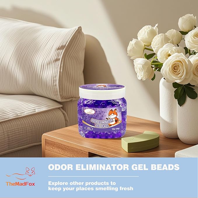 2 Pack Odor Eliminator Gel Beads, 12 oz, Air Freshener Beads for Home & Car, Pet Odor Eliminator for Bathroom, Closet, Pet Area & RVs, Long-Lasting Natural Fresh Lavender